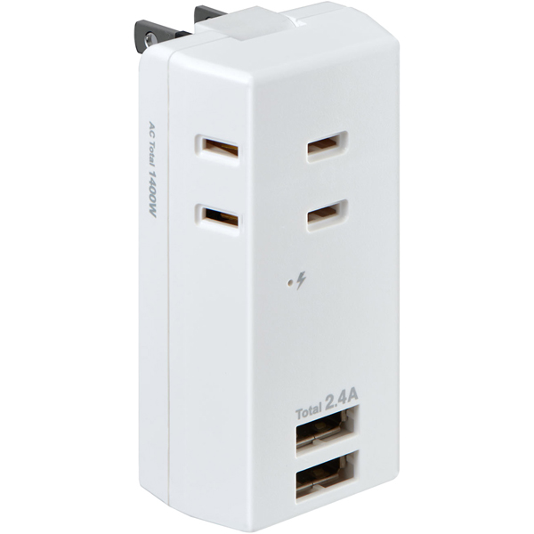 耐雷USBタップ 3個口 2ポート 2.4A