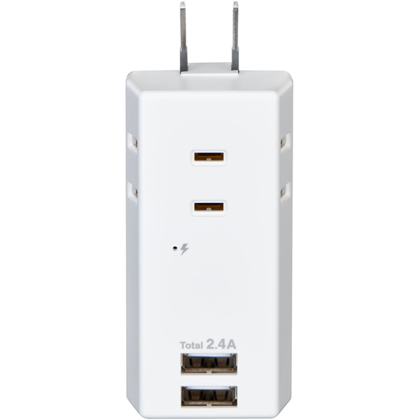耐雷USBタップ 3個口 2ポート 2.4A