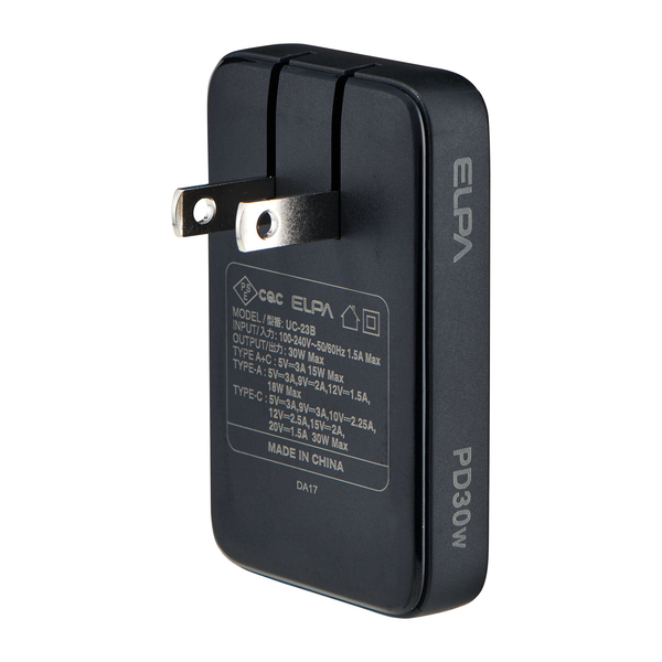 フラットUSBアダプター PD30W ブラック