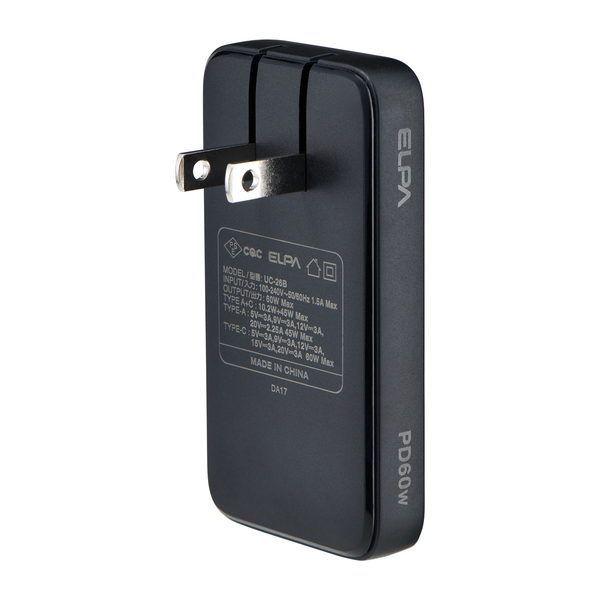 フラットUSBアダプター PD60W ブラック