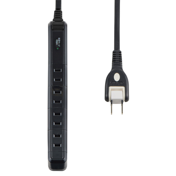 耐雷4個口2mスリム回転タップ ブラック