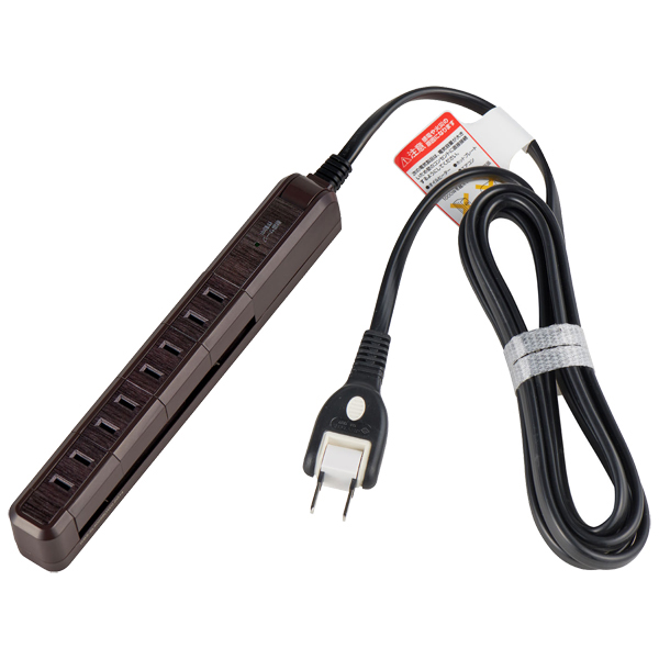 耐雷4個口2mスリム回転タップ 木目