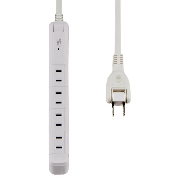 耐雷4個口2mスリム回転タップ ホワイト