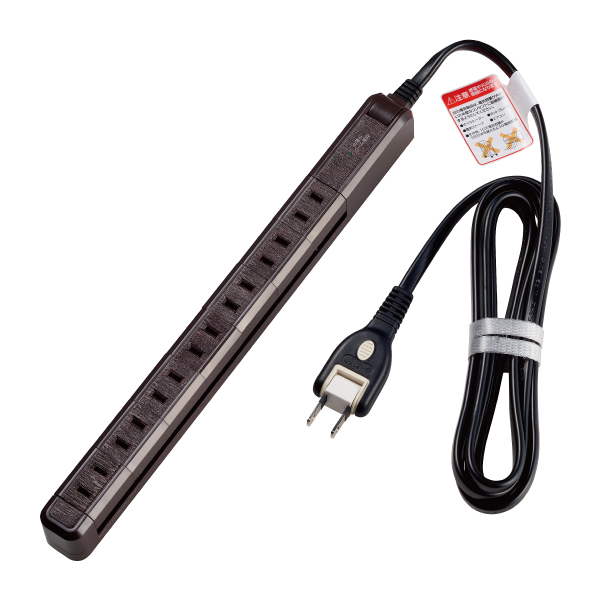 耐雷スリム回転タップ 7個口 2m 木目