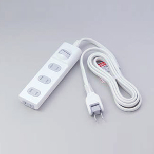 1SW扉付タップ 4個口 3m ホワイト