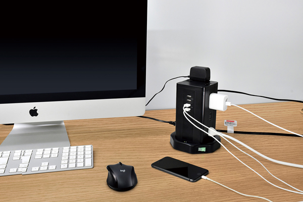 タワー型集中スイッチ付タップ 12P 4USB