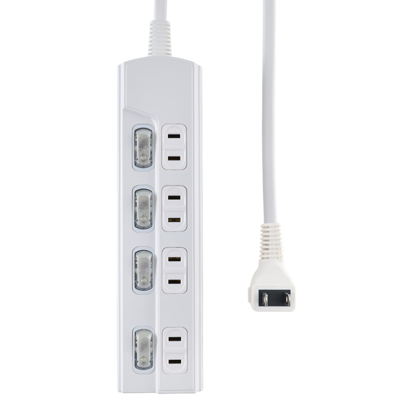 LED個別スイッチ付電源タップ 4個口 2m ホワイト