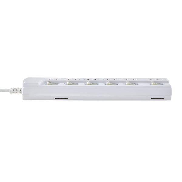 LED個別スイッチ付電源タップ 6個口 1m ホワイト