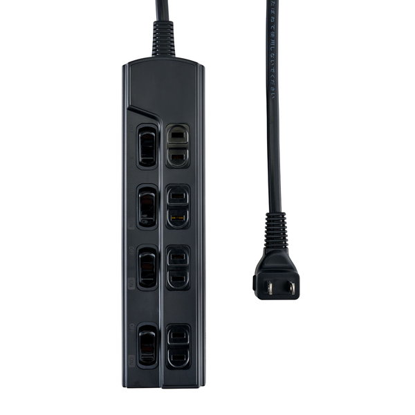 ランプレス個別スイッチ付電源タップ 4個口 2m ブラック