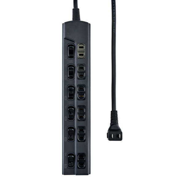 ランプレス個別スイッチ付電源タップ 6個口 2m ブラック