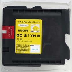 【Rejet リサイクルインクカートリッジ】 RICOH GC21YH対応/イエロー
