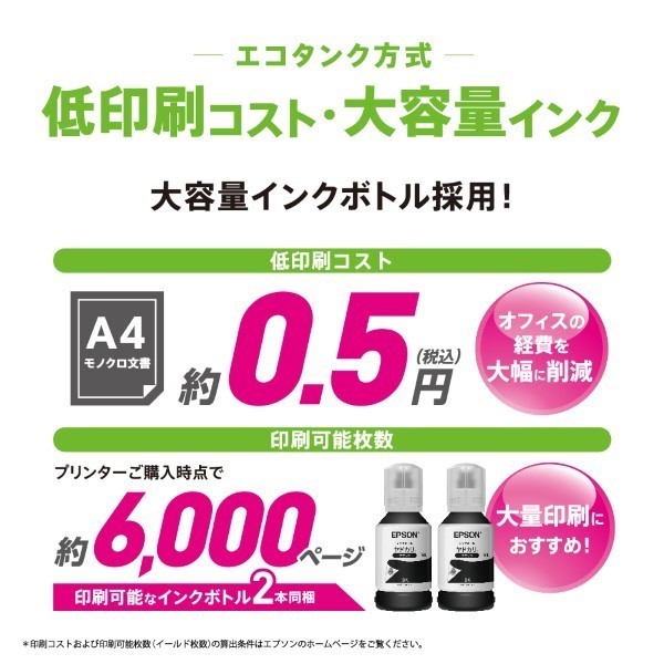 低印刷コスト・大容量インク