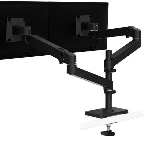 LX PRO デスクマウント モニターアーム デュアル 縦/横型 グロメット ブラック 24インチ(3.6～20.0kg)まで対応