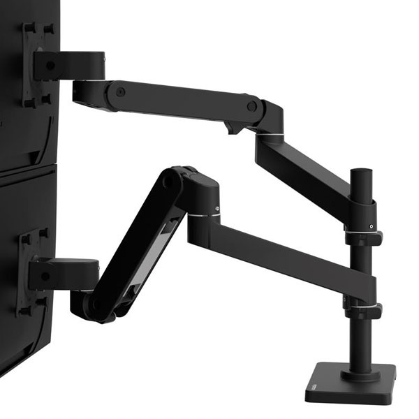 LX PRO デスクマウント モニターアーム デュアル 縦/横型 グロメット ブラック 24インチ(3.6～20.0kg)まで対応