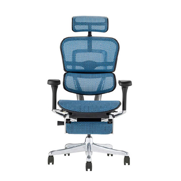 EHP2-LPL-DR-BF-BL【PU】新基盤 エルゴヒューマン プロII ハイタイプ オットマン付 新基盤 ブラックフレーム/ブルー