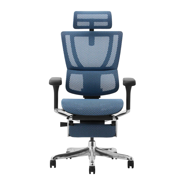 FIT2-LPL-DR-BF-BL【新基盤】 エルゴヒューマン フィットII ハイタイプ オットマン付 新基盤 ブラックフレーム/ブルー