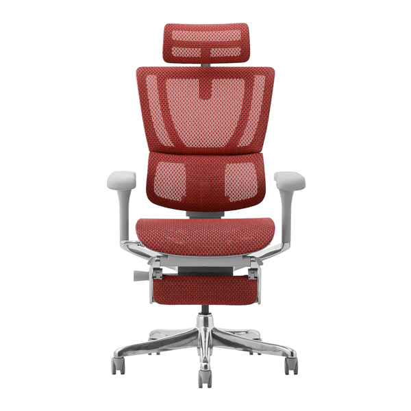 FIT2-LPL-DR-GF-RD【新基盤】 エルゴヒューマン フィットII ハイタイプ オットマン付 新基盤 グレーフレーム/レッド