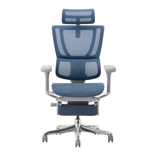 FIT2-LPL-DR-GF-BL【新基盤】 エルゴヒューマン フィットII ハイタイプ オットマン付 新基盤 グレーフレーム/ブルー