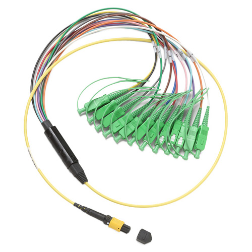 1m シングルモード・ファン・アウト・コード、MPO(APC)ピン無し/SC(APC)コネクター