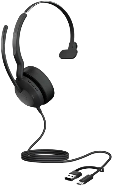 Jabra USBヘッドセット USB-C/A 片耳 MS認定「Jabra Evolve2 50 MS Mono USB C/A」