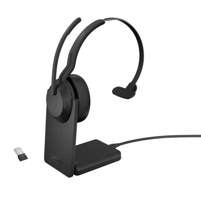 Jabra 無線ヘッドセット USB-A 片耳 UC認定 充電スタンド付「Jabra Evolve2 55 Link380a/390a UC Mono Stand」