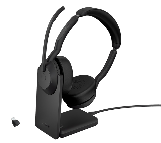 Jabra 無線ヘッドセット USB-C 両耳 UC認定 充電スタンド付「Jabra Evolve2 55 Link380c/390c UC Stereo Stand」