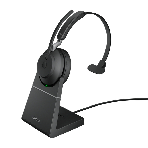 Jabra 無線ヘッドセット USB-A 片耳 MS認定 充電スタンド付「Jabra Evolve2 65 MS Mono USB-A Stand Black」