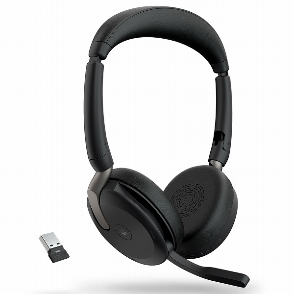 Jabra 無線ヘッドセット折りたたみ式 USB-A 両耳 MS認定 充電パッド付「Jabra Evolve2 65 Flex Link380a/390a MS Stereo Wireless Charger」