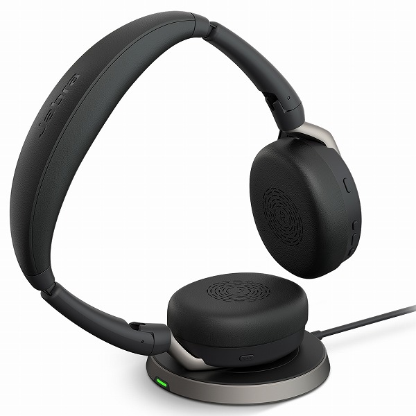 Jabra 無線ヘッドセット折りたたみ式 USB-A 両耳 MS認定 充電パッド付「Jabra Evolve2 65 Flex Link380a/390a MS Stereo Wireless Charger」