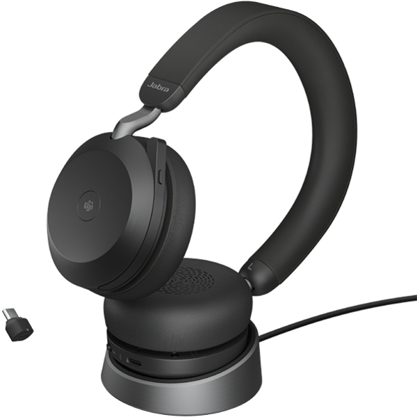 Jabra 無線ヘッドセット USB-C 両耳MS認定 充電スタンド付「Jabra Evolve2 75 Link380c/390c MS Stereo Stand Black」