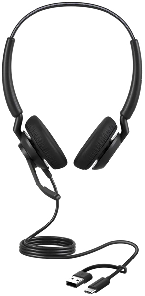 Jabra コンタクトセンター用USBヘッドセット USB-C/A 両耳 MS認定 コントロールユニット付「Jabra Engage 40 Inline Link MS Stereo USB C/A」