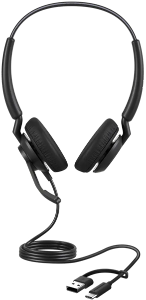 Jabra コンタクトセンター用USBヘッドセット USB-C/A 両耳 UC認定 コントロールユニット付「Jabra Engage 40 Inline Link UC Stereo USB C/A」