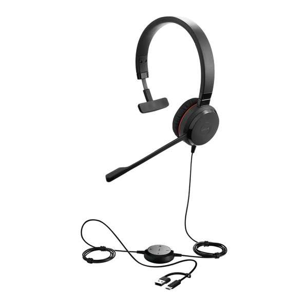 Jabra USBヘッドセット USB-C/A 3.5mmジャック 片耳 MS認定「Jabra Evolve 30 II Mono MS USB C/A」