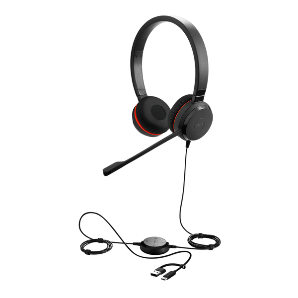 Jabra USBヘッドセット USB-C/A 3.5mmジャック 両耳 MS認定「Jabra Evolve 30 II Stereo MS USB C/A」