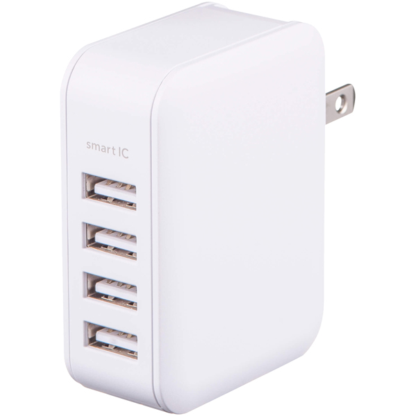 USB-ACアダプタ 4ポート 4.8Ah スマートIC ホワイト