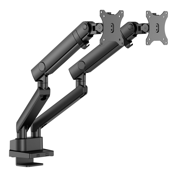 液晶ディスプレイアーム スリムクランプメカニカルスプリング式 2画面 ブラック