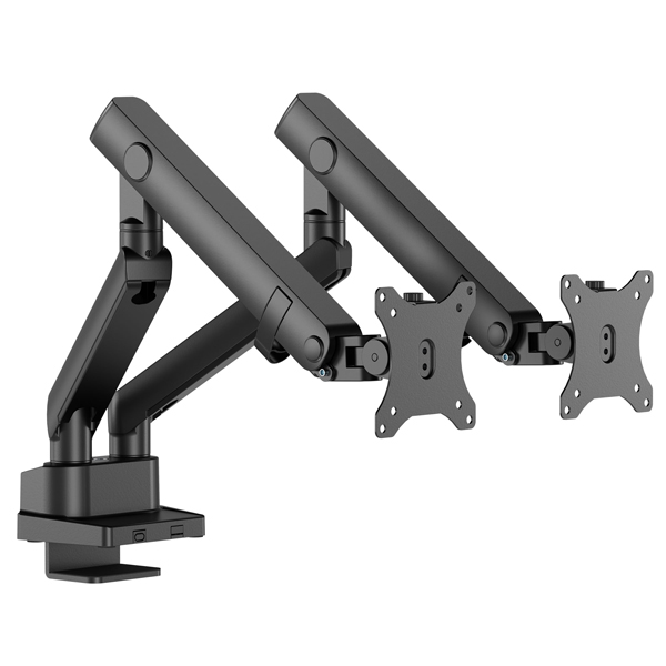 液晶ディスプレイアーム スリムクランプメカニカルスプリング式 2画面 ブラック
