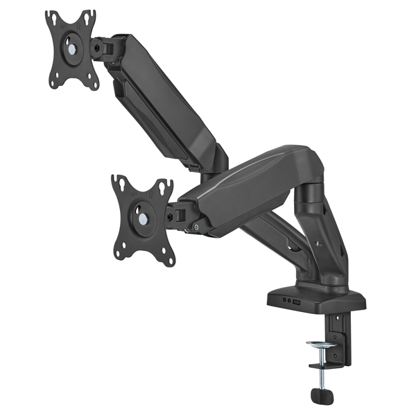 液晶モニターアーム メカニカルスプリング 2画面 クランプ/グロメット式 ブラック