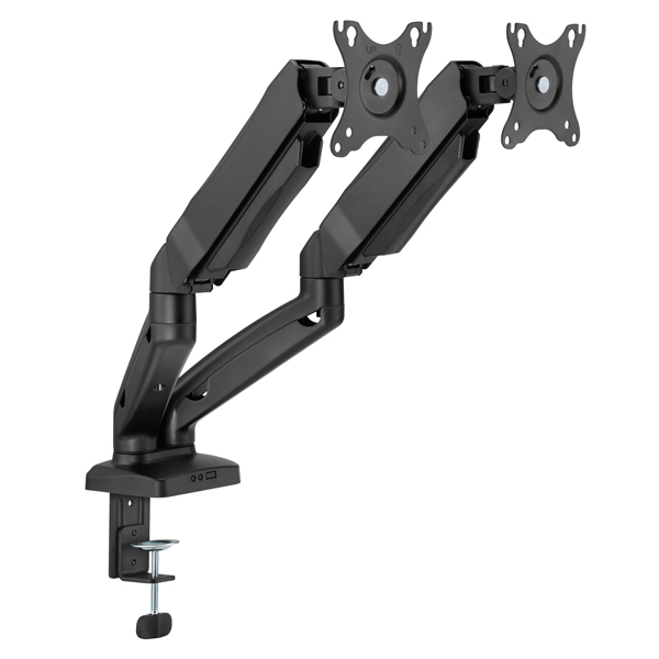 液晶モニターアーム メカニカルスプリング 2画面 クランプ/グロメット式 ブラック