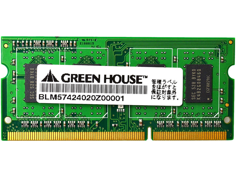 ノートPC向け 1600MHz（PC3-12800）対応 204pin DDR3 SDRAM SO-DIMM 4GB(4Gbit)