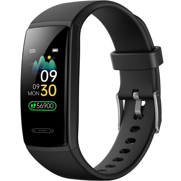0.96インチ コンパクト スマートウォッチ ブラック （防水防塵等級IP67・健康管理サポートアプリ）