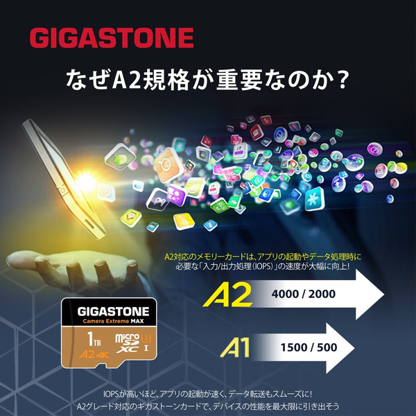 MicroSDXCカード カードリーダー付属 1TB UHS-1 V30 A2スペック 最大読込み速度160MB/s 4K UHD対応 Switch・DJIドローン・アメリカGoPro動作確認済