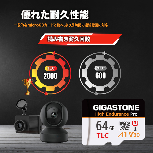 microSDXCカード 64GB 高耐久Pro（TLCチップ採用）UHS-I U3 A1 V30スペック 最大読込95MB/s 最大書込35MB/s 5年保証 ドライブレコーダー・監視カメラ対応