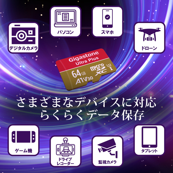 Ultra Plusシリーズ microSDXCカード 64GB 2枚セット Class10 UHS-I U3 V30 A1 最大読込100MB/s