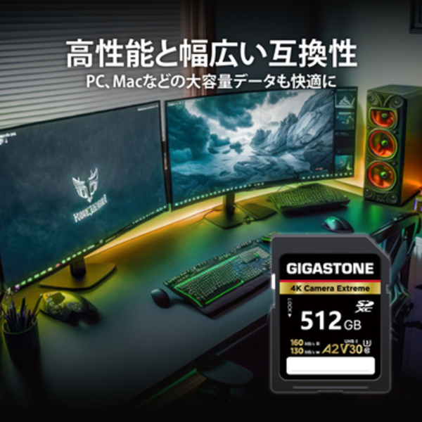Gigastone SD card 512GB UHS-1U3 V30 A2スペック SDカード 最大読み取り速度160MB/s 4Kビデオ撮影対応 Cemera  Extreme ギガストーン