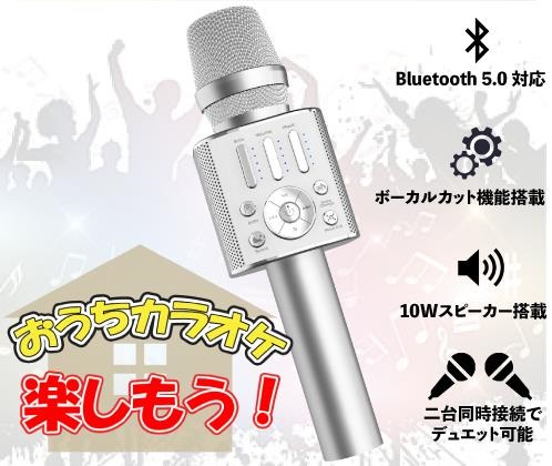 ワイヤレスカラオケマイク @DAM（FireTV・Fireタブレット）推奨 おうちカラオケ 一人でカラオケ Bluetooth 自宅 カラオケ 【シルバー】