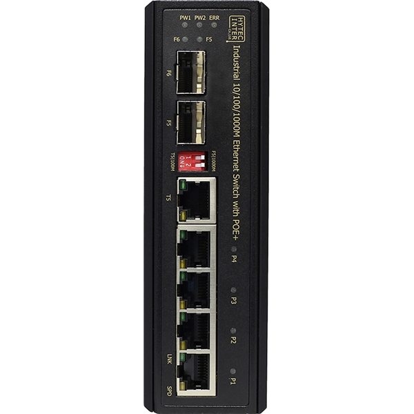産業用GbE/PoE対応イーサネットスイッチ HES-3306PL-F1C1 (10/100/1000BASE-T×4(PoE)+SFP×1+Combo×1(RJ45/SFP))