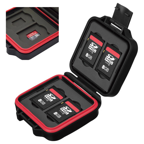 ハードメモリーカードケース SD4 レッド