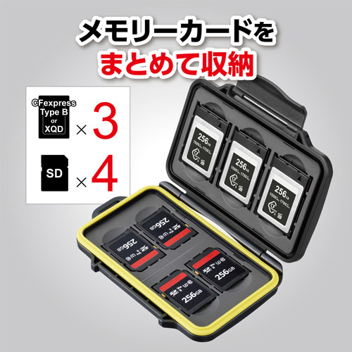 ハードメモリーカードケース CFB3SD4 （CFexpress Type B/XQD/SDカード用） イエロー