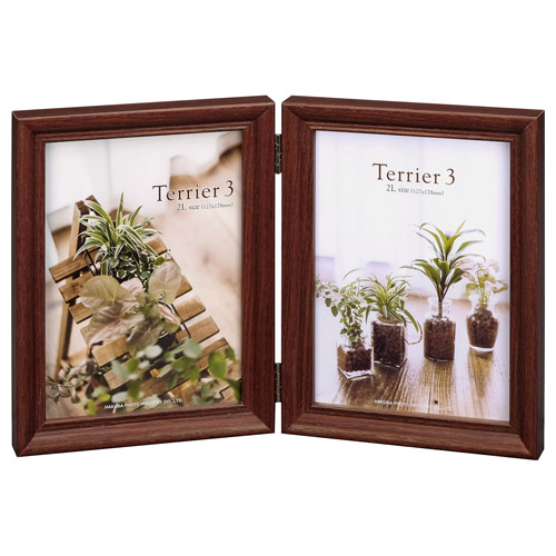 フォトフレーム テリア3 2Lサイズ 2面（タテ・タテ） ブラウン